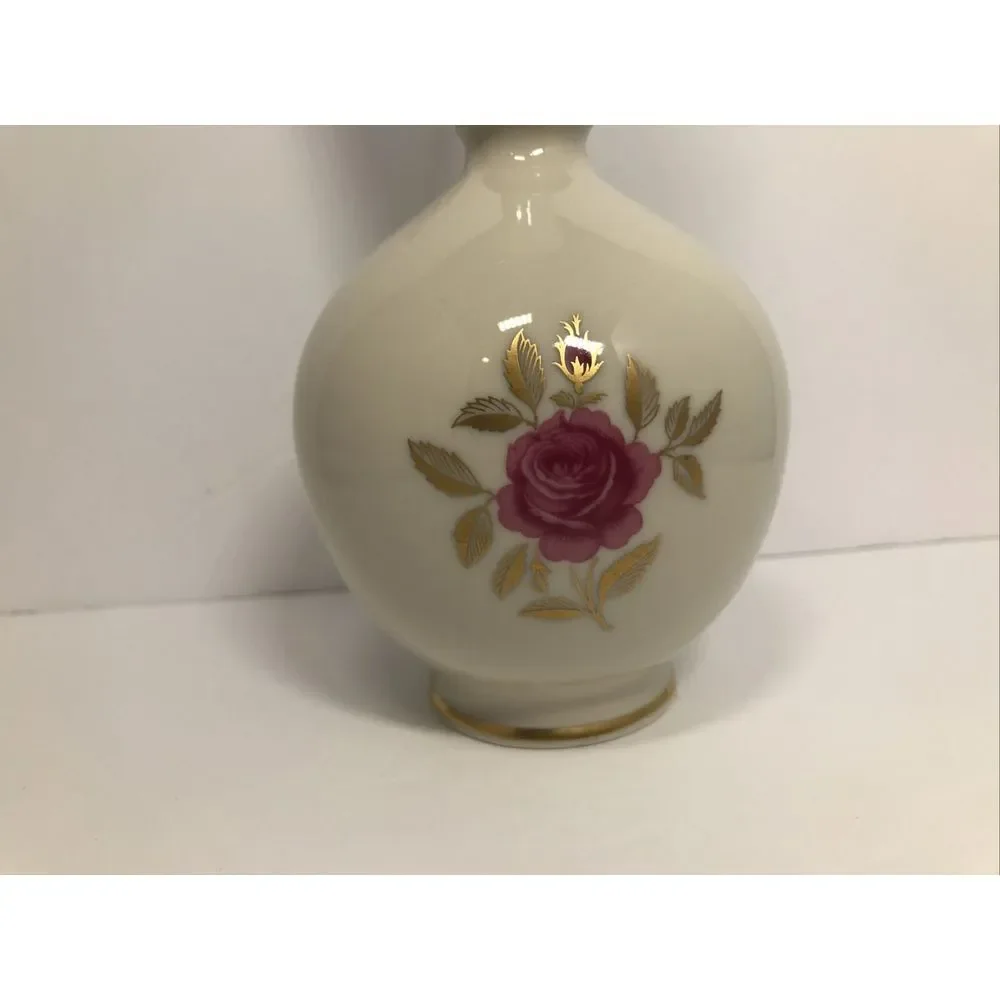 ANTIQUE LENOX FINE‎ CHINA BULBOUS BUD VASE Rose Pattern - Mint Condition